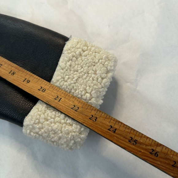 Abercrombie Fitch Blue Vegan Leather Sherpa Lined Jacket S Chore Outdoor Hiking - Picture 4 of 8